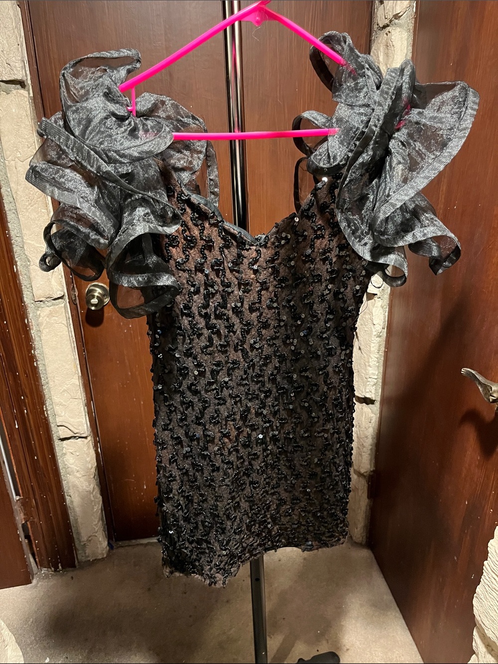 Zum Zum Black Sequin & Ruffle Cocktail Dress
